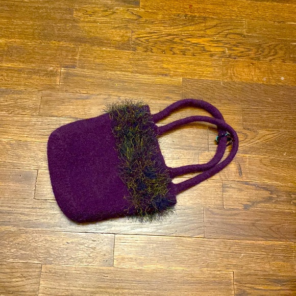 Hand knit wool purse - Picture 2 of 3